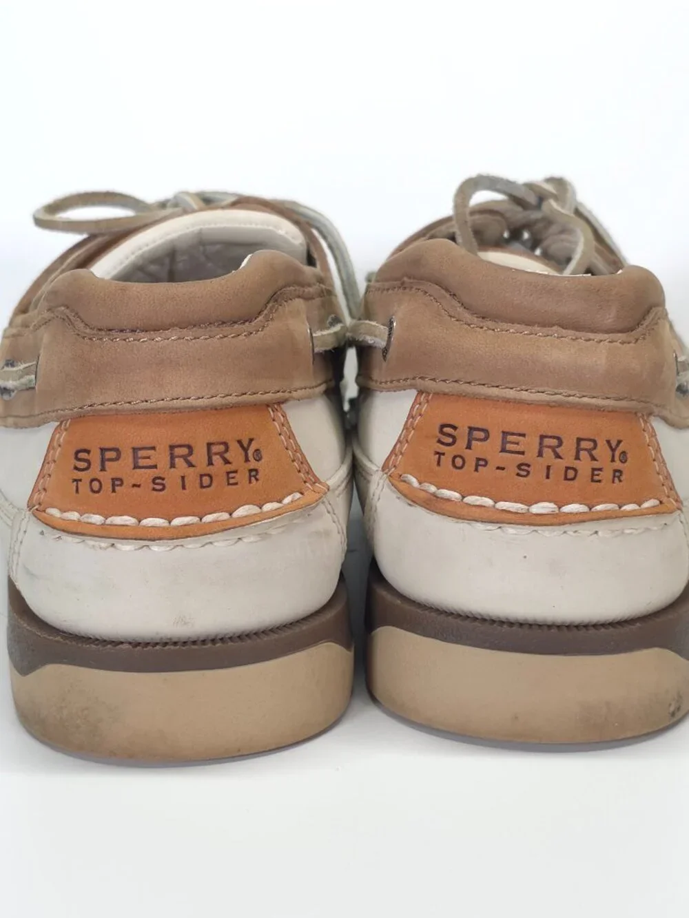 Sperry Top-Sider Mako Collection Boat Shoes Men's 10 Leather White Tan